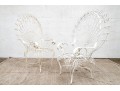 Pair Of Vintage White Painted Metal Peacock Chairs 