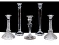 Assembled Collection Of Five Crystal Candlesticks