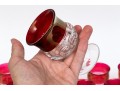 34 Piece Collection Of Cranberry Banded Molded Glass Stemware