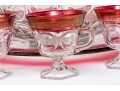 Vintage Indiana Glass Kings Crown Ruby Punch Bowl Set