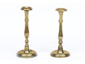 Compatible Pair Of Heavy Brass 18th Century Candlesticks