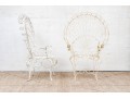 Pair Of Vintage White Painted Metal Peacock Chairs 