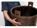 Antique Stained Wood Circular Barrel 