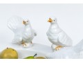 Decorative Ceramic Bird Bath Form Bowl With Five Moulded Doves