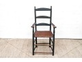 Antique Ladder Back Armchair In Black Paint