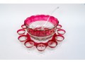 Vintage Indiana Glass Kings Crown Ruby Punch Bowl Set