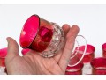 34 Piece Collection Of Cranberry Banded Molded Glass Stemware
