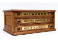 Antique Milward's Three Drawer Oak Needle Cabinet
