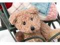 Antique Child's Toy Baby Carriage Filled With Stuffed Toy Bears