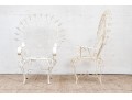 Pair Of Vintage White Painted Metal Peacock Chairs 