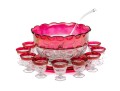 Vintage Indiana Glass Kings Crown Ruby Punch Bowl Set