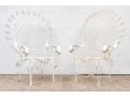 Pair Of Vintage White Painted Metal Peacock Chairs 