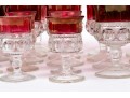 34 Piece Collection Of Cranberry Banded Molded Glass Stemware