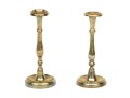 Compatible Pair Of Heavy Brass 18th Century Candlesticks