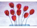J. Pine, Signed Embellished Giclee On Board, Vase Of Red Tulips