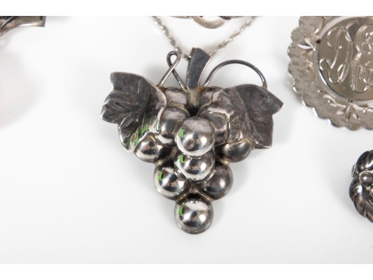 Collection Of Miscellaneous Sterling Silver Pin Brooches 