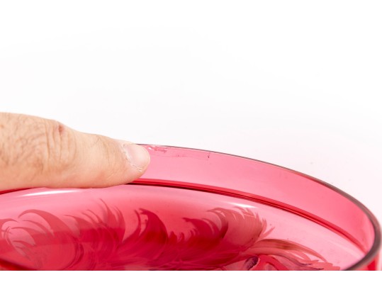 Beautifully Hand-Decorated Cranberry Glass