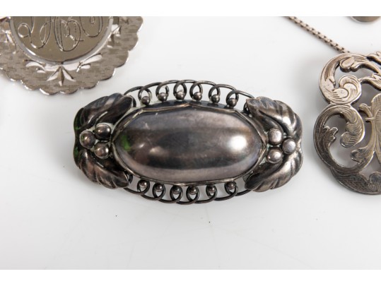 Collection Of Miscellaneous Sterling Silver Pin Brooches 