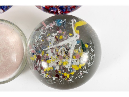 Six Commemorative / Souvenir Art Glass Paperweights  
