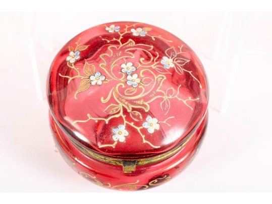 Beautifully Hand-Decorated Cranberry Glass