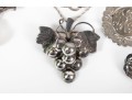 Collection Of Miscellaneous Sterling Silver Pin Brooches 