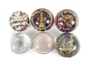 Six Commemorative / Souvenir Art Glass Paperweights  