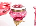 Beautifully Hand-Decorated Cranberry Glass