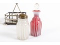 Clear, White, And Red Depression Glass Cruet Sets