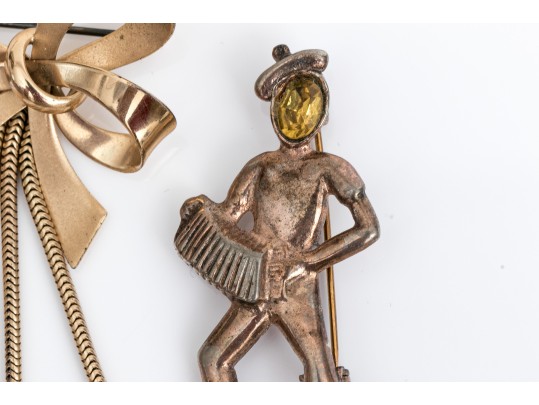 Sterling Silver Vermeil Lot Of Vintage Brooches