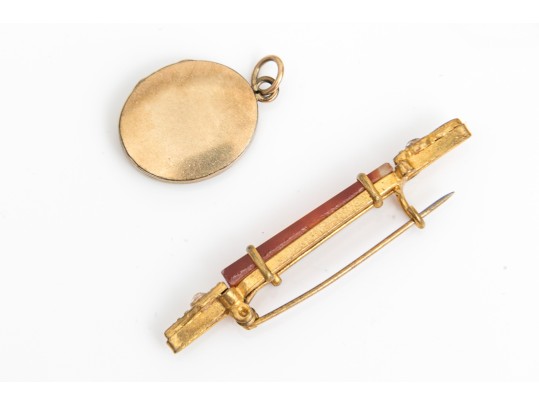 Lot Of Assorted Gold Filled Jewelry Pieces, Including Antique Bangle Bracelets