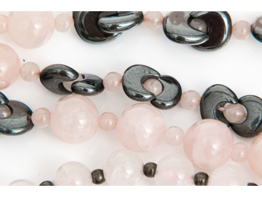 Pretty Lot Of Rose Quartz Jewelry, Assorted Necklaces And Earrings