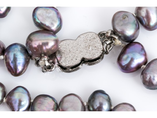 Pretty Double Strand Grey Cultured Freshwater Pearl Necklace