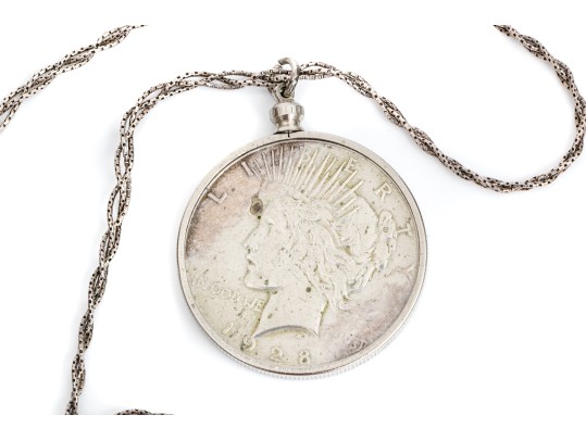 1928-S Peace Dollar On Sterling Chain Necklace