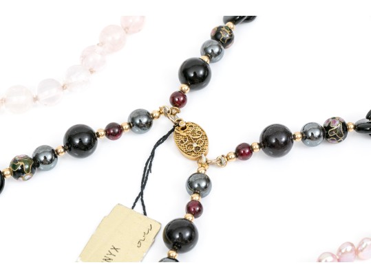 Lot Of Striking Beaded Necklaces Jewelry Including Onyx, Cultured Freshwater Pearl