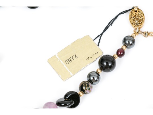 Lot Of Striking Beaded Necklaces Jewelry Including Onyx, Cultured Freshwater Pearl