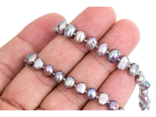 Pretty Double Strand Grey Cultured Freshwater Pearl Necklace