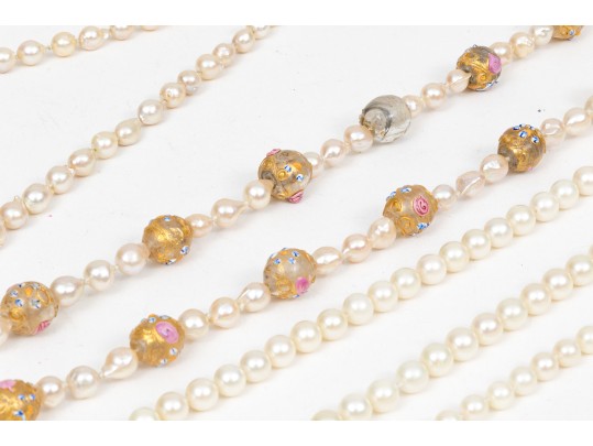 Lot Of Pretty Beaded Necklaces Including Cultured Pearl Strands