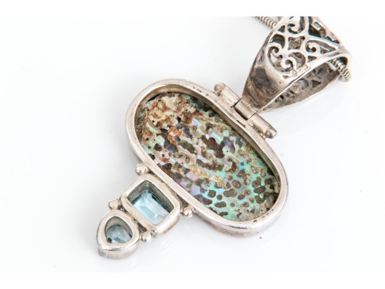 Sterling And Dark Mother Of Pearl Pendant Necklace