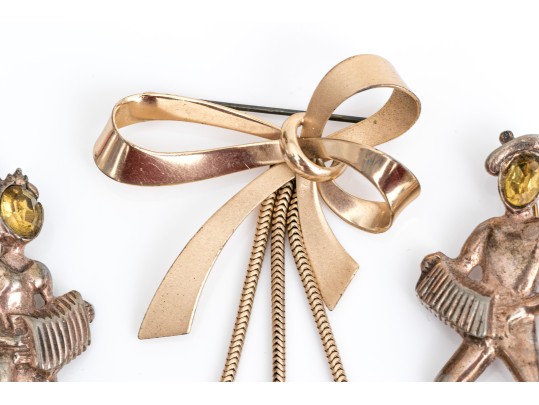 Sterling Silver Vermeil Lot Of Vintage Brooches