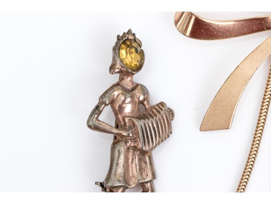 Sterling Silver Vermeil Lot Of Vintage Brooches