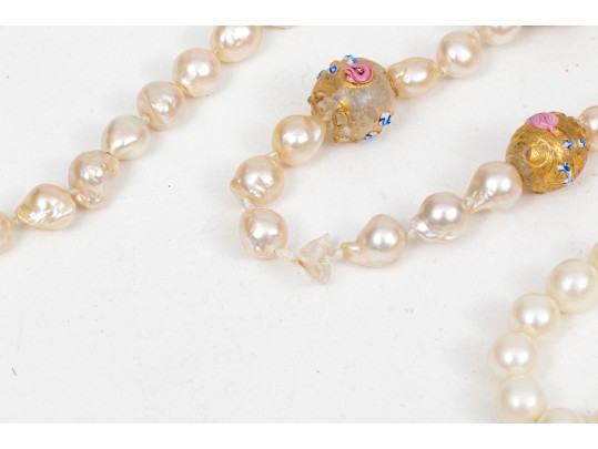 Lot Of Pretty Beaded Necklaces Including Cultured Pearl Strands