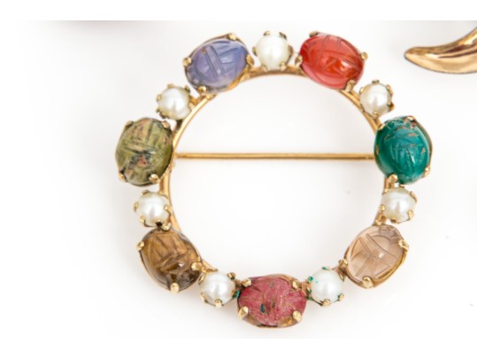 Lot Of Assorted Vintage Gold Filled Scarab Motif Jewelry Pieces