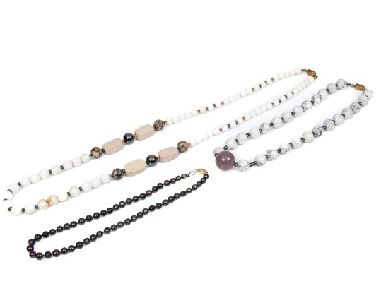 Lot Of Striking Beaded Necklaces Including A Black Cultured Pearl Necklace