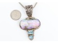 Sterling And Dark Mother Of Pearl Pendant Necklace