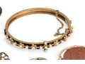 Lot Of Assorted Gold Filled Jewelry Pieces, Including Antique Bangle Bracelets