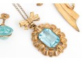 Lot Of Assorted Vintage Gold Filled Jewelry Pieces, Including Blue Fluorite Earrings