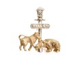 14K Wall Street Bull And Bear Brooch