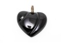 Baccarat Black Glass Heart And Sterling Pendant
