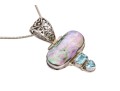 Sterling And Dark Mother Of Pearl Pendant Necklace