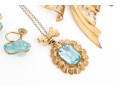 Lot Of Assorted Vintage Gold Filled Jewelry Pieces, Including Blue Fluorite Earrings